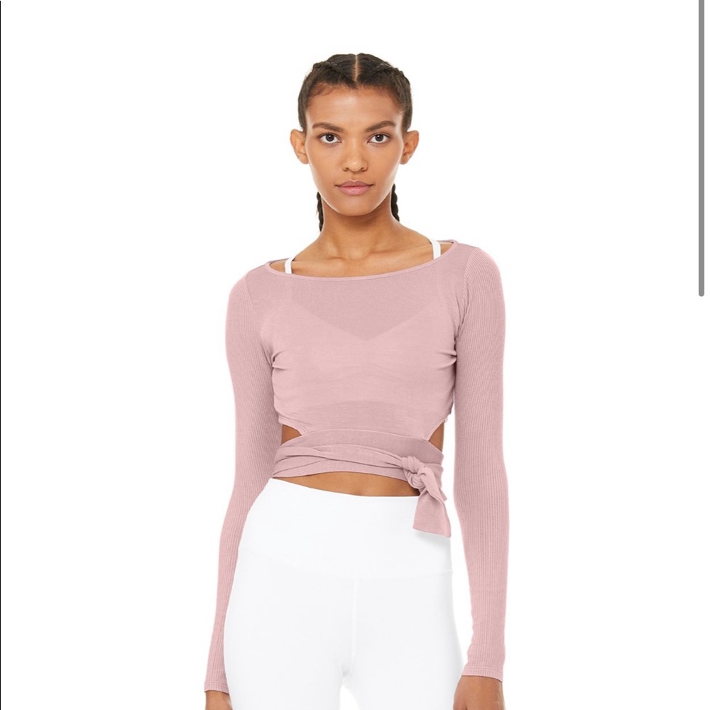 alo barre long sleeve in dusty plum // size s